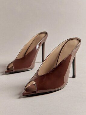 Brown Fashionable Women's Chic Sexy Elegant Patent Pu Stiletto Sandals
